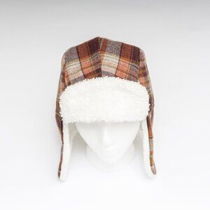 Upcycled Vintage Wool Plaid Aviator Trapper Hat Adult S/M